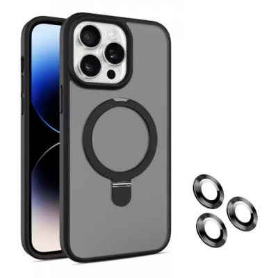 Чехол накладка Matte Guard Ring MagSafe iPhone 15 Plus Чёрная