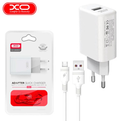 Мережевий зарядний пристрій L85D 1USB/18W/QC 3.0 + MicroUSB White, Білий