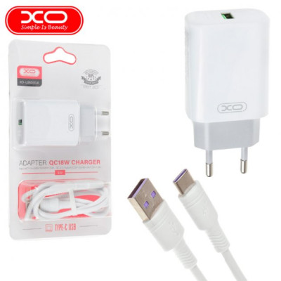 Мережевий зарядний пристрій L85D 1USB/18W/QC 3.0 + Type-C White, Білий