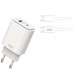 Сетевое зарядное устройство XO L90a 1USB + 1USB-С (20W) +Type-C to Type-C White, Белый