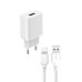 Мережевий зарядний пристрій XO L99 + Кабель Type-C 1USB 2.4A White, Білий