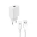 Сетевое зарядное устройство XO L99 + Кабель Type-C 1USB 2.4A White, Белый