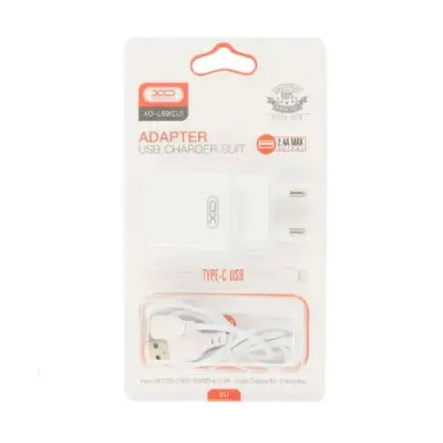 Сетевое зарядное устройство XO L99 + Кабель Type-C 1USB 2.4A White, Белый