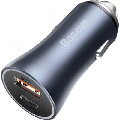 Автомобильное зарядное устройство Baseus Golden Contactor 1USB+1PD Type-C 40w Grey, Серый Автомобильное зарядное устройство Baseus Golden Contactor 1USB+1PD Type-C 40w Grey, Серый