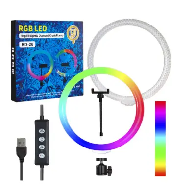 Кільцева лампа для селфі LED RD-26 cm 10" 96 pcs Lights+18 cm RGB Lights