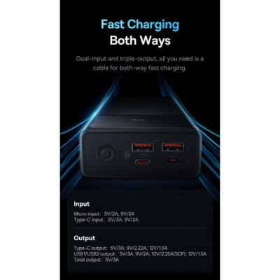 Універсальна мобільна батарея Повербанк Baseus Star Lord 22,5W 30000mAh Чорний