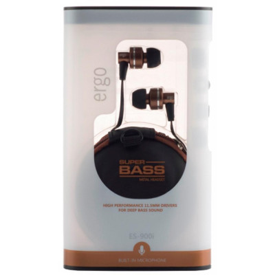 Провідні вакуумні навушники-гарнітура Ergo ES-900i Bronze, бронзовый