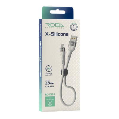 Кабель дата короткий Ridea RC-XS51 MicroUSB 0.25м Белый Кабель дата короткий Ridea RC-XS51 MicroUSB 0.25м Белый