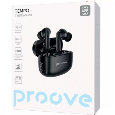 Беспроводные вакуумные наушники Proove Tempo ANC Black, Черные