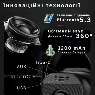 Портативное караоке колонка Bluetooth V11+2 микрофона Black, Черный