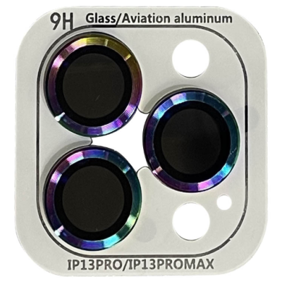 Защитное стекло на камеру Metal iPhone 13 Pro/13 Pro Max Сиреневое (Rainbow)