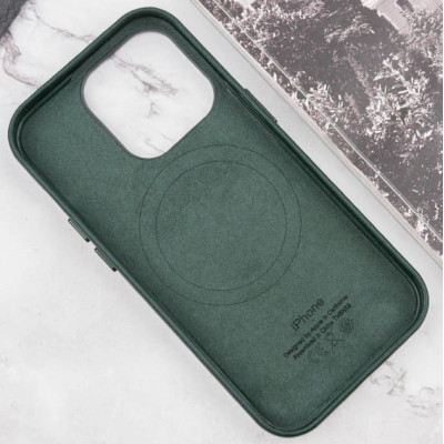 Чохол Накладка Leather Case with MagSafe iPhone 15 Pro Max Зелена Green (AAA Animation)