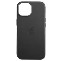 Чехол Накладка Leather Case with MagSafe iPhone 15 Pro Max Черная (AAA Animation)