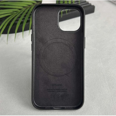 Чохол Накладка Leather Case with MagSafe iPhone 15 Pro Max Чорна (AAA Animation)