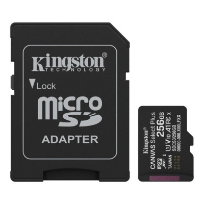 Карта памяти Micro SD 256Gb Kingston Canvas Gen3 (UHS-1) (R-150Mb/s)