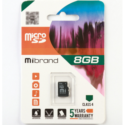 Карта пам'яті Micro SD 8Gb Mibrand Class 4