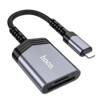 Картридер Hoco UA25 2in1 Lightning  Сірий {Metal Gray}