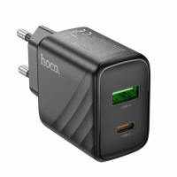 Мережевий зарядний пристрій Hoco CS23A USB-A/USB-C (30W) Black, Чорний
