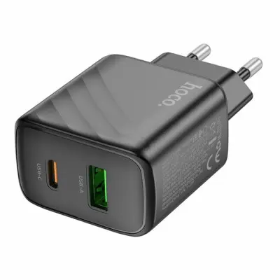 Мережевий зарядний пристрій Hoco CS23A USB-A/USB-C (30W) Black, Чорний