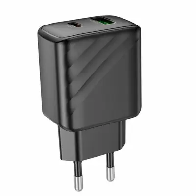 Мережевий зарядний пристрій Hoco CS23A USB-A/USB-C (30W) Black, Чорний