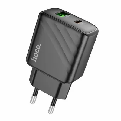 Мережевий зарядний пристрій Hoco CS23A USB-A/USB-C (30W) Black, Чорний