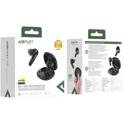 Безпровідні навушники Acefast W3 Black, чорний