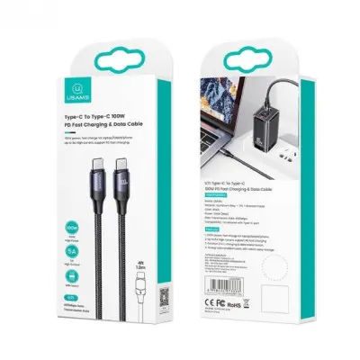Кабель дата Usams U71 PD Type-C to Type-C (100W) 1.2м Чёрный
