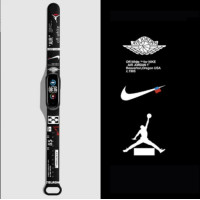 Ремешок Принт Mi Band 3/4 Off White/Черный