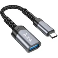 Перехідник адаптер OTG Hoco UA24 USB-С Female to USB-A Female Сірий