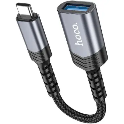 Переходник адаптер OTG Hoco UA24 USB-С Female to USB-A Female Серый