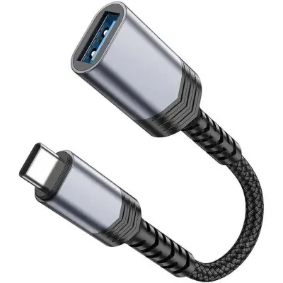 Переходник адаптер OTG Hoco UA24 USB-С Female to USB-A Female Серый