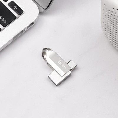 Флеш пам\'ять USB 64Gb Hoco UD8 USB 3.0+Type-C Срібний