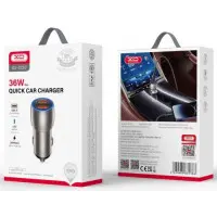 Автомобильное зарядное устройство  XO CC52 2USB + кабель Type-C Grey, Серый