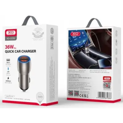 Автомобільний зарядний пристрій XO CC52 2USB + кабель Lightning Grey, Сірий Автомобільний зарядний пристрій XO CC52 2USB + кабель Lightning Grey, Сірий