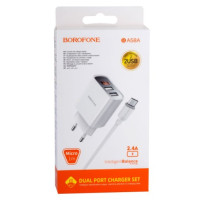 Мережевий зарядний пристрій Borofone 2USB BA58A 2.4A+ MicroUSB Білий Мережевий зарядний пристрій Borofone 2USB BA58A 2.4A+ MicroUSB Білий
