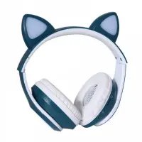 Накладні Безпровідні навушники з вушками кошеня TUCCI CT930 LED Dark Blue, темно-сині Накладні Безпровідні навушники з вушками кошеня TUCCI CT930 LED Dark Blue, темно-сині