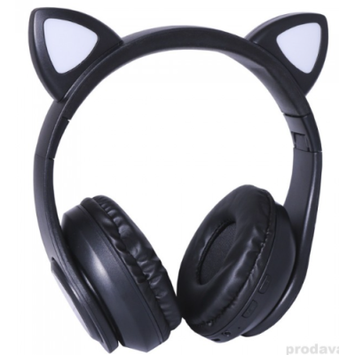 Накладные Bluetooth-навушники з вушками кошеня TUCCI P39 Black, чорні