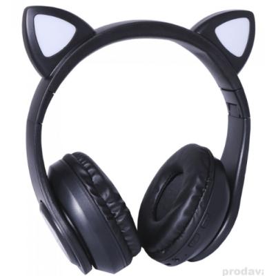 Накладные Безпровідні навушники з вушками кошеня TUCCI P39 Black, чорні