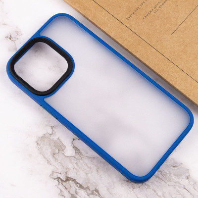 Чехол накладка Metal Buttons iPhone 12/12 Pro Голубая