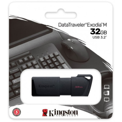Флеш пам\'ять USB 32Gb Kingston DT Exodia M USB 3.2  Black, Чорний
