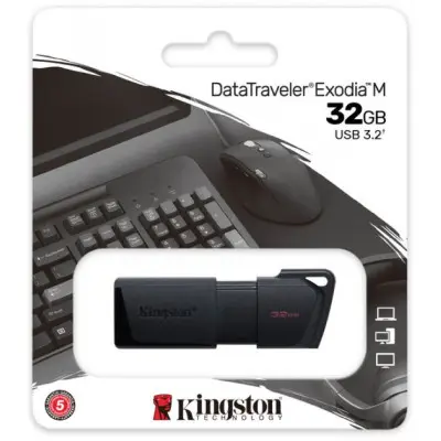 Флеш пам\'ять USB 32Gb Kingston DT Exodia M USB 3.2  Black, Чорний
