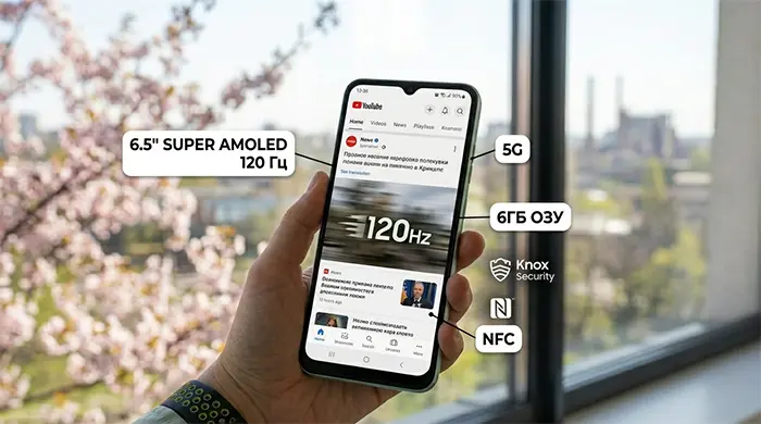 Тестування Super AMOLED дисплея 120 Гц на Samsung Galaxy A26